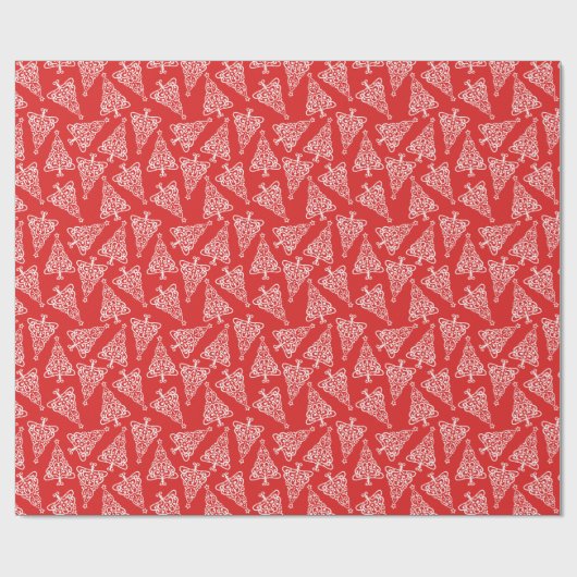 Patroon met rode en witte witte witte kerstbomen cadeaupapier (Vlak)