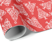 Patroon met rode en witte witte witte kerstbomen cadeaupapier (Rol Hoek)