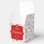 Patroon met rode en zilveren elegante kerstbomen bedankdoosjes (Geopend)