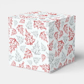 Patroon met rode en zilveren elegante kerstbomen bedankdoosjes (Achterkant)