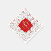 Patroon met rode en zilveren elegante kerstbomen servetten (Hoek)