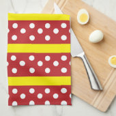 Patroon met rode gele poka punts theedoek (Quarter Fold)