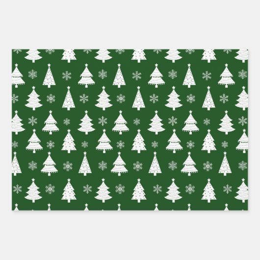 Patroon met rode, groene en gouden winterkerstbome inpakpapier vel (Voorkant 3)