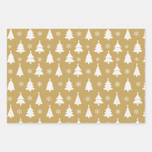 Patroon met rode, groene en gouden winterkerstbome inpakpapier vel (Voorkant 2)
