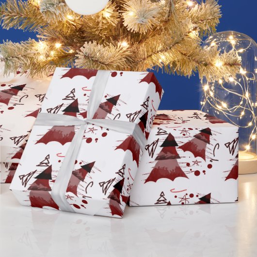 Patroon met rode kerstbomen cadeaupapier (Feestdagen)