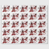 Patroon met rode kerstbomen cadeaupapier (Vlak)