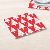 Patroon met rode kerstbomen kartonnen onderzetters (Schuin)