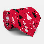 Patroon met rode kerstbomen stropdas (Opgerold)