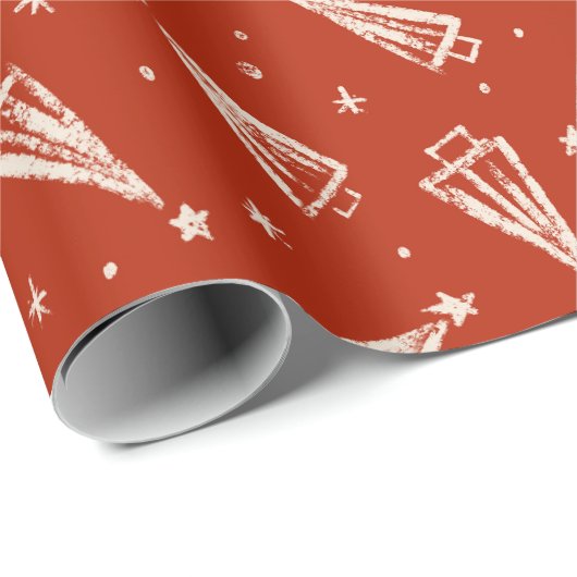 Patroon met rode kerstboom cadeaupapier (Rol Hoek)