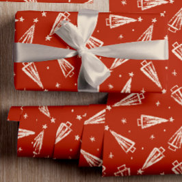 Patroon met rode kerstboom cadeaupapier