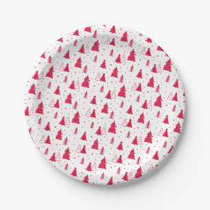 Patroon met rode kerstboom papieren bordje