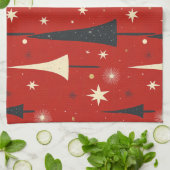 Patroon met rode kerstboom theedoek (Gevouwen)