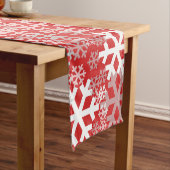 Patroon met rode kerstsnowflakes korte tafelloper (Voorbeeld)