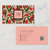 Patroon met rode tulpen visitekaartje (Voorkant / Achterkant)