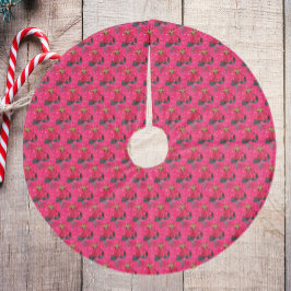 Patroon met rode variëteiten fleece kerstboom rok