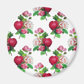 Patroon met rode, witte en roze rozen, magneet (Voorkant)