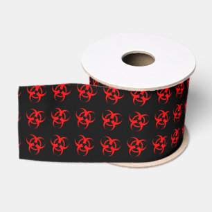 Patroon met rood biogevaarsymbool grosgrain lint