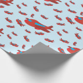 Patroon met rood en blauw vliegtuig cadeaupapier (Hoek)