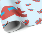 Patroon met rood en blauw vliegtuig cadeaupapier (Rol Hoek)