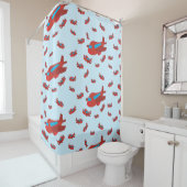 Patroon met rood en blauw vliegtuig douchegordijn (In situ)