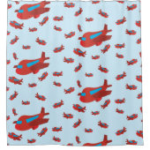 Patroon met rood en blauw vliegtuig douchegordijn (Voorkant)