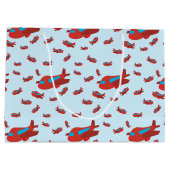 Patroon met rood en blauw vliegtuig groot cadeauzakje (Achterkant)