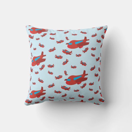 Patroon met rood en blauw vliegtuig kussen (Achterkant)