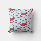Patroon met rood en blauw vliegtuig kussen (Voorkant)