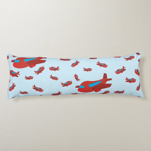 Patroon met rood en blauw vliegtuig lichaamskussen (Achterkant)