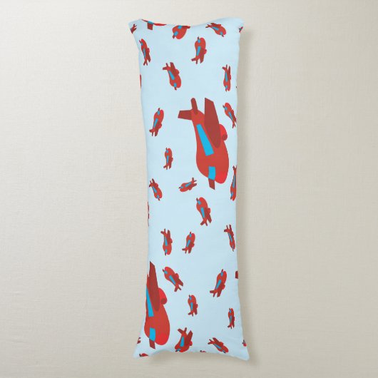 Patroon met rood en blauw vliegtuig lichaamskussen (Voorkant Verticaal)