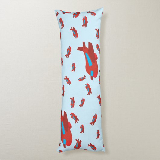 Patroon met rood en blauw vliegtuig lichaamskussen (Achterkant (Verticaal))
