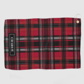 Patroon met rood en zwart tartan en op de verpakki golfhanddoek (Horizontaal)