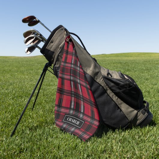 Patroon met rood en zwart tartan en op de verpakki golfhanddoek (Groen)