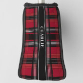 Patroon met rood en zwart tartan en op de verpakki golfheadcover (Draai 90)