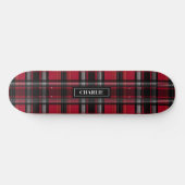 Patroon met rood en zwart tartan en op de verpakki persoonlijk skateboard (Horizontaal)
