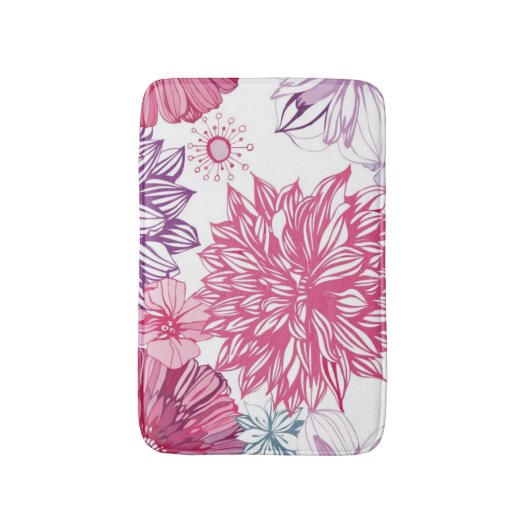 Patroon met roze asters en dahlia badmat (Voorkant Verticaal)