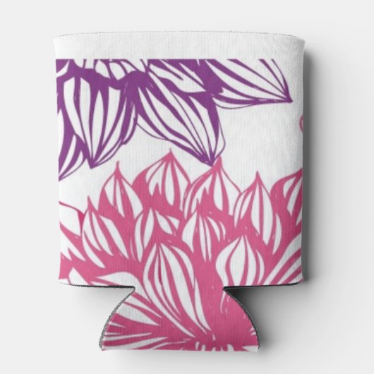 Patroon met roze asters en dahlia blikjeskoeler (Achterkant)