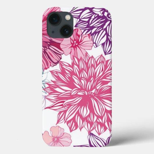 Patroon met roze asters en dahlia Case-Mate iPhone case (Achterkant)