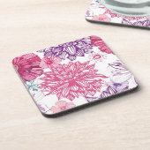 Patroon met roze asters en dahlia drankjes onderzetter (Linkerzijde)