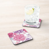Patroon met roze asters en dahlia drankjes onderzetter (Rechterzijde)