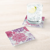 Patroon met roze asters en dahlia glazen onderzetter (Schuin)