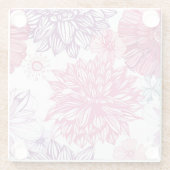 Patroon met roze asters en dahlia glazen onderzetter (Achterkant)