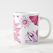 Patroon met roze asters en dahlia grote koffiekop (Rechts)