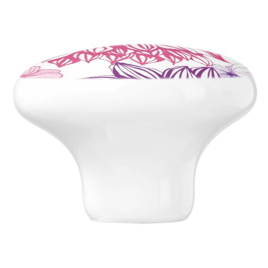 Patroon met roze asters en dahlia keramische knop (Zijkant)