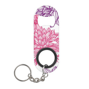 Patroon met roze asters en dahlia mini flessenopener