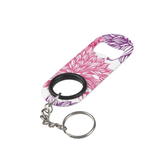 Patroon met roze asters en dahlia mini flessenopener (Achterkant Gekanteld)