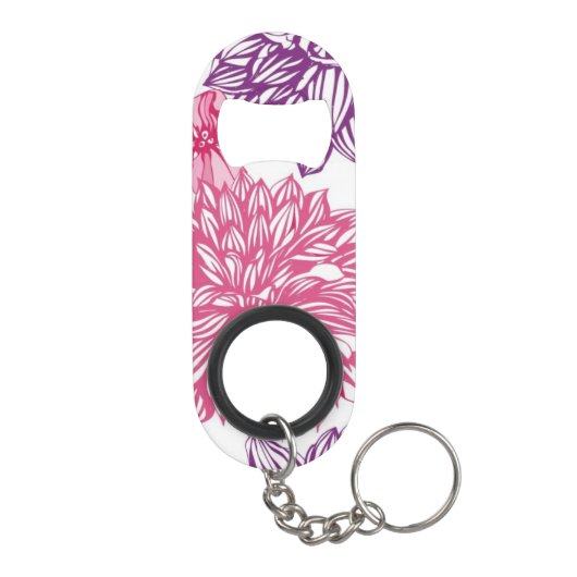 Patroon met roze asters en dahlia mini flessenopener (Achterkant)