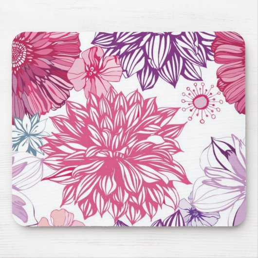 Patroon met roze asters en dahlia muismat (Voorkant)