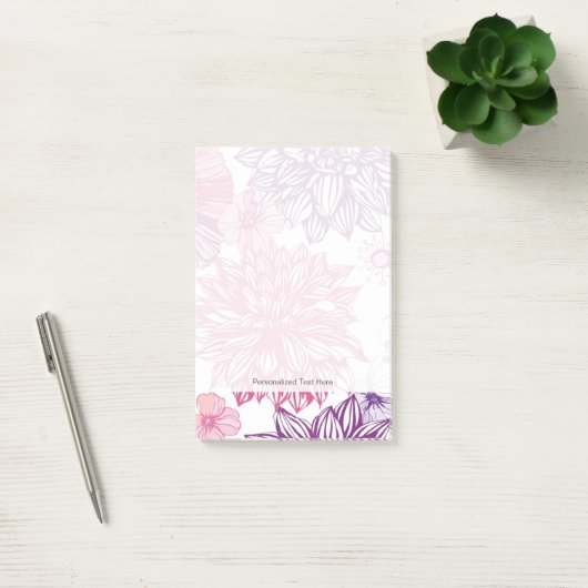 Patroon met roze asters en dahlia post-it® notes (Kantoor)