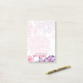 Patroon met roze asters en dahlia post-it® notes (Op bureau)
